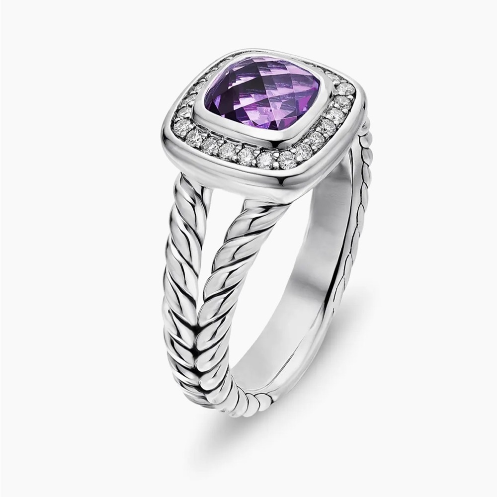 David Yurman  Petite Albion® Ring With Pavé Diamonds Amethyst - Picture 2 of 4